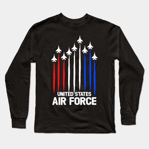 Air Force Flyover T-Shirt Veterans Day 4th of July Gift Long Sleeve T-Shirt by Otis Patrick